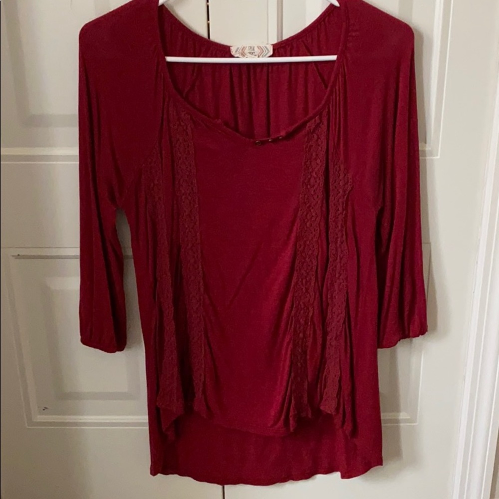 Red lace detailed blouse